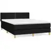Image de vidaXL Lit boxspring avec matelas noir 140x200 cm Tissu