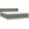 Image de vidaXL Lit boxspring avec matelas gris foncé 180x200 cm Tissu