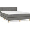 Image de vidaXL Lit boxspring avec matelas gris foncé 140x190 cm Tissu