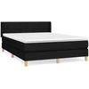 Image de vidaXL Lit boxspring avec matelas noir 140x190 cm Tissu