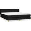 Image de vidaXL Lit boxspring avec matelas noir 160x200 cm Tissu