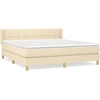 Image de vidaXL Lit boxspring avec matelas Crème 160x200 cm Tissu