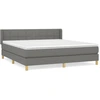 Image de vidaXL Lit boxspring avec matelas gris foncé 180x200 cm Tissu