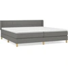 Image de vidaXL Lit boxspring avec matelas gris foncé 200x200 cm Tissu
