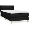 Image de vidaXL Lit boxspring avec matelas noir 90x190 cm Tissu