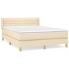 Image de vidaXL Lit boxspring avec matelas Crème 140x190 cm Tissu