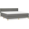 Image de vidaXL Lit boxspring avec matelas gris foncé 180x200 cm Tissu