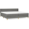 Image de vidaXL Lit boxspring avec matelas gris foncé 200x200 cm Tissu