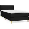 Image de vidaXL Lit boxspring avec matelas noir 90x190 cm Tissu