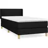Image de vidaXL Lit boxspring avec matelas noir 90x200 cm Tissu