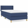 Image de vidaXL Lit boxspring avec matelas bleu 100x200 cm Tissu