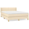 Image de vidaXL Lit boxspring avec matelas Crème 140x190 cm Tissu