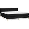 Image de vidaXL Lit boxspring avec matelas noir 160x200 cm Tissu