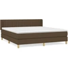 Image de vidaXL Lit boxspring avec matelas brun foncé 160x200 cm Tissu