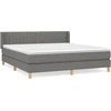 Image de vidaXL Lit boxspring avec matelas gris foncé 180x200 cm Tissu
