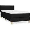 Image de vidaXL Lit boxspring avec matelas noir 90x200 cm Tissu