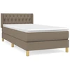 Image de vidaXL Lit boxspring avec matelas Taupe 90x200 cm Tissu