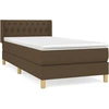 Image de vidaXL Lit boxspring avec matelas brun foncé 100x200 cm Tissu