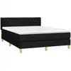Image de vidaXL Lit boxspring avec matelas noir 140x190 cm Tissu