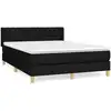 Image de vidaXL Lit boxspring avec matelas noir 140x200 cm Tissu