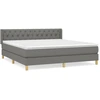 Image de vidaXL Lit boxspring avec matelas gris foncé 160x200 cm Tissu