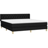 Image de vidaXL Lit boxspring avec matelas noir 160x200 cm Tissu
