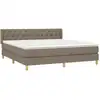 Image de vidaXL Lit boxspring avec matelas Taupe 160x200 cm Tissu