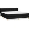 Image de vidaXL Lit boxspring avec matelas noir 180x200 cm Tissu