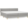Image de vidaXL Lit boxspring avec matelas gris clair 200x200 cm Tissu