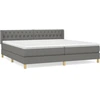 Image de vidaXL Lit boxspring avec matelas gris foncé 200x200 cm Tissu