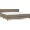 Image de vidaXL Lit boxspring avec matelas Taupe 200x200 cm Tissu
