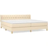 Image de vidaXL Lit boxspring avec matelas Crème 200x200 cm Tissu