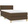 Image de vidaXL Lit boxspring avec matelas brun foncé 80x200 cm Tissu