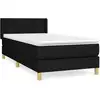 Image de vidaXL Lit boxspring avec matelas noir 90x200 cm Tissu