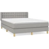 Image de vidaXL Lit boxspring avec matelas gris clair 140x190 cm Tissu