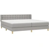 Image de vidaXL Lit boxspring avec matelas gris clair 200x200 cm Tissu