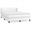 Image de vidaXL Lit boxspring avec matelas blanc 140x190 cm similicuir