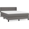 Image de vidaXL Lit boxspring avec matelas Gris 140x190 cm Similicuir