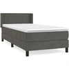 Image de vidaXL Lit boxspring avec matelas gris foncé 90x200 cm velours