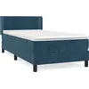 Image de vidaXL Lit boxspring avec matelas bleu foncé 100x200 cm velours