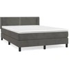 Image de vidaXL Lit boxspring avec matelas gris foncé 140x200 cm velours