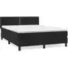 Image de vidaXL Lit boxspring avec matelas noir 140x200 cm velours