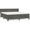 Image de vidaXL Lit boxspring avec matelas gris foncé 180x200 cm velours