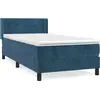 Image de vidaXL Lit boxspring avec matelas bleu foncé 90x190 cm velours