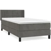 Image de vidaXL Lit boxspring avec matelas gris foncé 100x200 cm velours