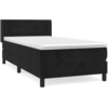 Image de vidaXL Lit boxspring avec matelas noir 100x200 cm velours