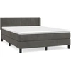 Image de vidaXL Lit boxspring avec matelas gris foncé 140x190 cm velours