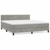 Image de vidaXL Lit boxspring avec matelas gris clair 160x200 cm velours