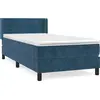 Image de vidaXL Lit boxspring avec matelas bleu foncé 100x200 cm velours