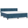 Image de vidaXL Lit boxspring avec matelas bleu foncé 180x200 cm velours